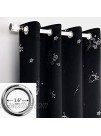 AmHoo Unicorn Printed Blackout Curtains Thermal Insulated Children Rainbow Star with Classic Grommet Top for Kids Bedroom 2 Panels 52 X 96 Inch Black