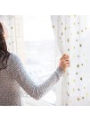 Anjee White Sheer Curtains with Golden Star Foil Printed Pattern 2 Panels Set 63 inch Length Rod Pocket Voile Semi Sheer Drapes for Kids Bedroom Living Room
