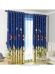 Autumn Dream Navy Blue Kids Blackout Curtains Mediterranean Star Balloon Castle Pattern Grommet Top Bedroom Curtains for Kids 52by84,1Panel