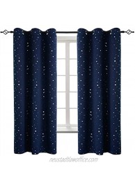 BGment Navy Star Blackout Curtains for Kid's Bedroom Grommet Thermal Insulated Room Darkening Printed Curtains for Living Room Set of 2 Panels 42 x 63 Inch Dark Blue