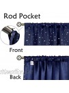 BGment Rod Pocket and Back Tab Blackout Curtains for Kids Bedroom Sparkly Star Printed Thermal Insulated Room Darkening Curtain for Nursery 42 x 63 Inch 2 Panels Navy Blue