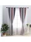 Chuan Jiang M Star Curtains Kids Curtains for Girls Bedroom Living Room Rainbow Ombre Stripe Blackout Curtain Double Layer Star Cut Out Gradient Grommet Window Curtains 1PC 52W x63L,Pink Gray