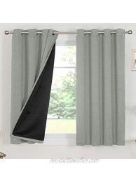 Deconovo 100% Blackout Curtains with Black Liners Thermal Insulated Full Blackout 2-Layer Drapes Noise Cancellation Window Draperies for Dining Room Grey 2 Panels 52 Wide by 54 Length