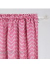 Deconovo Curtains Ocean Wave Print Rod Pocket Blackout Window Curtians for Kids Room 42x63 Inch Pink