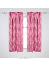 Deconovo Curtains Ocean Wave Print Rod Pocket Blackout Window Curtians for Kids Room 42x63 Inch Pink
