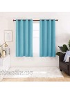 Deconovo Full Blackout Curtain Soundproof Curtains Linen Thermal Insulated Drapes with Grommets for Kids Room Turquoise 52x63 Inch 2 Panels
