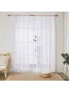 Deconovo White Sheer Curtains 84 Inch Length Rod Pocket Embroidered Wave Design Voile Sheer Curtains for Kids Bedroom 52W x 84L Inch 2 Panels Beige