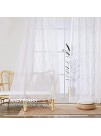 Deconovo White Sheer Curtains 84 Inch Length Rod Pocket Embroidered Wave Design Voile Sheer Curtains for Kids Bedroom 52W x 84L Inch 2 Panels Beige