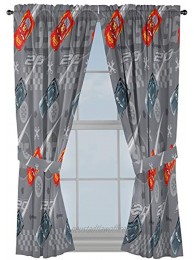 Disney Pixar Cars Lighnting Speed 63" Inch Drapes Beautiful Room Décor & Easy Set Up Bedding Features Lightning McQueen Curtains Include 2 Tiebacks 4 Piece Set Official Disney Pixar Product