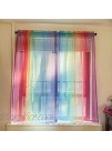 Drewin Rainbow Sheer Curtains Kids Room for Girls Bedroom 84 Inches Long 2 Panels Fashion Colorful Curtains Nursery Voile Ombre Sheer Curtain Classroom Decor,52x84 Inches