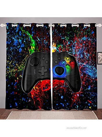 Feelyou Gaming Curtains for Boys Bedroom Teens Modern Gamer Decorative Window Curtains Kids Video Games Window Drapes Tie Dye Gamepad Window Treatments 2 Panels 38x45 Inch Black Red Room Decor