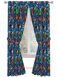 Jay Franco Marvel Avengers Fighting Team 84" Inch Drapes Beautiful Room Décor & Easy Set Up Bedding Curtains Include 2 Tiebacks 4 Piece Set Official Marvel Product
