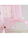 Jubilantex Pink Butterfly Sheer Curtains Panels for Baby Girls Nursery Kids Room Toddler Linen Texture Gold Print Drapes 63 Inch Rod Pocket Window Treatment Sets for Living Room Bedroom 2 Panels