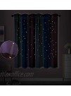 Kids Curtains 2 Panels Rainbow Curtains for Girls Bedroom Living Room Double-Layer Gradient Lace Kids Star Curtains 42W x 63L Inches Purple Blue