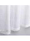 Linen Sheer Tiers for Bathroom Windows Texture Wave Semi-Sheer Light Filtering Privacy Curtains 45 inches Long for Kids Nursery White