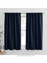 PONY DANCE Blackout Kitchen Curtains Window Drapes Rod Pocket & Back Tab Energy Efficient Curtain Panels Home Decor for Kids' Room 42-inch Wide by 45 Long Navy Blue 2 PCs