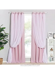 PONY DANCE Pink Curtains for Bedroom Nursery Layered Curtains Sheer Blackout Draperies with Tie-Backs Windows Covering 52 x 84 inches Light Pink 2 Panels