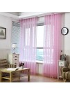 pureaqu Kids Bedroom Curtains with Twinkle Star Print Curtains Rod Pocket Voile Sheer Curtain Panel Draperies Perfect for Nursery Girls Room French Doors 1 Panel Pink W39 x H63 Inches