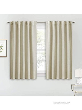 RYB HOME Blackout Curtains for Living Room Thermal Insulated Privacy Solar Drapes for Kids Bedroom Cafe Bathroom 42 inch Width x 45 inch Length Beige 2 Panels