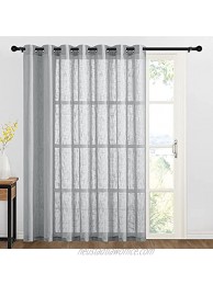 RYB HOME Semi Sheer Curtains Linen Sheer Panels Grommet Farmhouse Curtains Privacy Wall Backdrops for Bedroom Kids Room 100 inches Wide x 84 inches Long Grey 1 Panel
