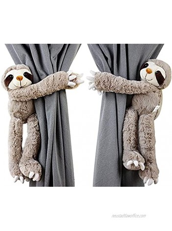 SHDZKJ 1Pair Stuffed Sloth Curtain Tiebacks Plush Cuddly Animal Sloth to for Kids Bedroom Window Decoration 12"