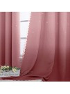 STFLY 2 Panels Star Curtains Kids Blackout Curtains for Girls Bedroom Double Layer Tulle Overlay Drapes Sparkle Star Cut Out Curtains Grommet Top Set 52W x 63L Gradient Pink