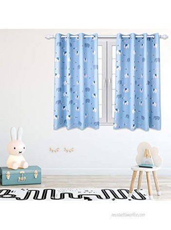 TILLYOU Curtains for Kids Bedroom Blackout Window Treatment Curtain with Grommet Thermal Insulated Room Darkening Curtain for Boys Girls Set of 2 Panels Blue 52W X 63L Inches