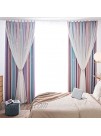 Unistar 2 Panels Blackout Stars Curtains for Kids Girls Bedroom Aesthetic Living Room Decor Colorful Double Layer Star Cut Out Stripe Pink Rainbow Window Curtain W52 x L63 Inches Set of 2