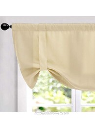Vangao Kitchen Valance Beige Vlance Curtains Blackout Tie Up Valance Tie-up Shade Adjustable Short Curtains for Small Window Bathroom Living Room Bedroom Window Topper Treatment 20 Inch 1 Panel