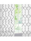 White and Grey Sheer Curtains for Nursery Kids Room 52 x 54 Inches Gray Moroccan Embroidered on White Linen Textured Voile Drapes Bedroom Geometric No See-Through Window Treatments Rod Pocket 2pcs