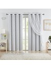 White Blackout Curtains Girls Bedroom 63 Inch Length Mix & Match Lace Floral Sheer Double Layers Grommet Drapes White Lace Sheers Overlay Room Darkening Thermal Curtains for Patio 52" w 4 Pieces