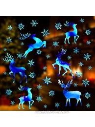 200 Pieces Christmas Window Clings Large Xmas Reindeer and Snowflake Window Stickers Winter Window Decals Home Christmas Decorations for Window Glass Mirror Decorations Ornament Xmas Holiday Supplies
