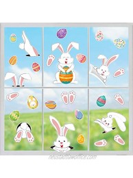 4 Sheets Easter Theme Kitchen、Window Decoration Stickers（Double-Side）， Easter、Egg、Bunny and Chick Carrot Window Stickers Decals for Home Office Kids School Party Decorations Supplies