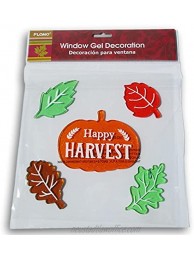 Autumn Fall Gel Cling Happy Harvest Pumpkin and Leaves 5 Piece Set