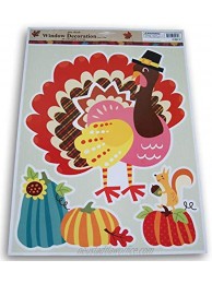 Autumn Fall Thanksgiving Themed Window Cling Set Turkey and Pumpkins 3 Piece