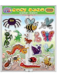 Busy Bugs and Insects Thick Detailed Gel Clings – Reusable Glass Window Clings for Kids Incredible Gel Decals of Ants Caterpillar Bees Fly Beetle Butterfly Home Airplane Classroom Nursery
