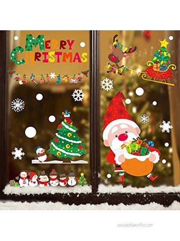 CCINEE 120PCS Christmas Window Clings Sticker Snowflakes Santa Claus Reindeer Xmas Window Decals for Party Decoration Holiday Supplies