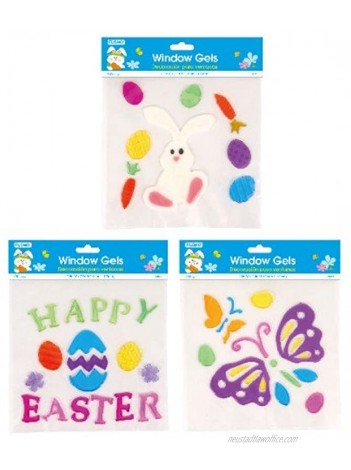 FLOMO Easter Window Gel Clings 3 Count Easter Window Stickers for Home Decor Kids Classroom