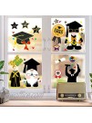 Konsait 78pcs Graduation Decals Window Stickers Clings,Black Gold Double-Sided Grad Window Glass Decor with Static Sticker Decor for Graduation Party Decorations Classroom Anniversary Supplies Favor