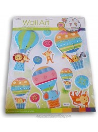 Nursery Wall Art Animals in Hot Air Balloons Decorative Pop Up Cling 9 Pieces