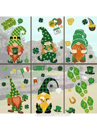 St Patrick's Day Gnome Window Clings Decorations 9 Sheets Irish Shamrock Static Cling Decals Glass Doors Green Stickers Decor for Saint Patty Day Party Saint Patrick's Day