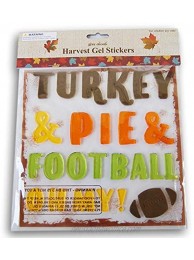 Turkey Pie Football Gel Window Clings Set Autumn Fall Decoration Stickers- 27 Piece