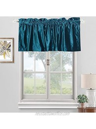 1 Pair Velvet Valances for Windows Kitchen Living Room Bedroom Teal,2 x 54 W x 18" L
