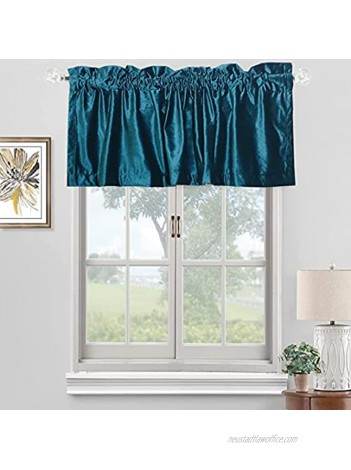1 Pair Velvet Valances for Windows Kitchen Living Room Bedroom Teal,2 x 54 W x 18" L