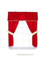 Baby Doll Bedding Solid Two Tone 5 Piece Valance Curtain Set Red Yellow