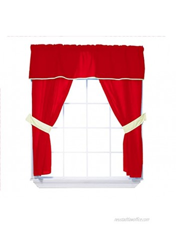 Baby Doll Bedding Solid Two Tone 5 Piece Valance Curtain Set Red Yellow