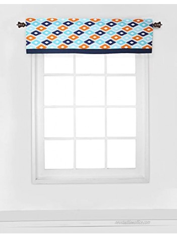 Bacati Liam Aztec Window Valance Aqua Orange Navy 54 x 15"
