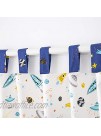 Brandream Baby Valance Boys Outerspace Galaxy Window Curtain Panels Newborn Infant Toddler Bedroom Treament with Rocket Planet 100% Cotton Navy White 1 Pack