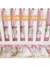 Brandream Pink Baby Girls Crib Bedding Sets Blossom Watercolor Floral Nursery Baby Bedding Crib Sets Cotton