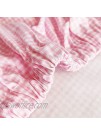 Brandream Shabby Floral Crib Sheets 2 Packs 100% Cotton Toddler Sheets for Girls Baby Sheets Soft Pink Vintage Grid Sheet Set